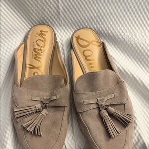 Sam Edelman Beige Suede Tassel Mules